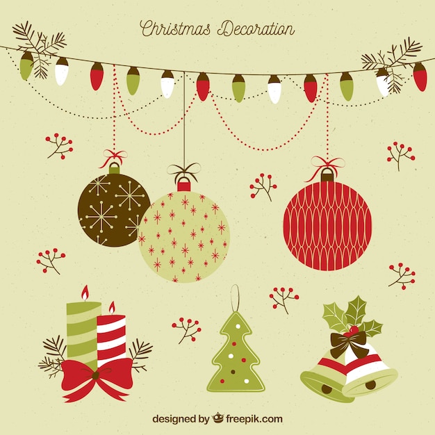 Vector gratuito set de ornamentos de navidad