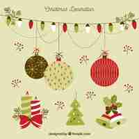 Vector gratuito set de ornamentos de navidad