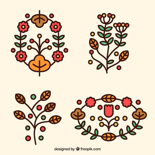 Vector gratuito set de ornamentos otoñales