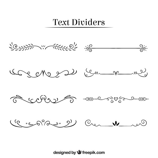 Set de ornamentos de texto dibujados a mano 