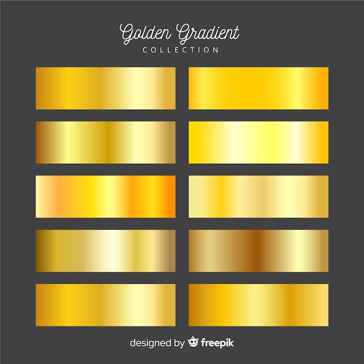 Vector gratuito set oro degradado textura metálica