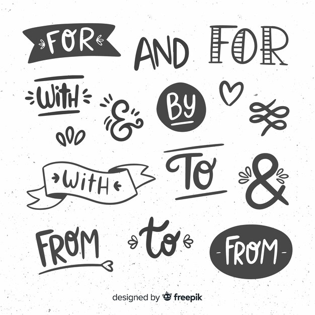 Set de palabras de boda a mano
