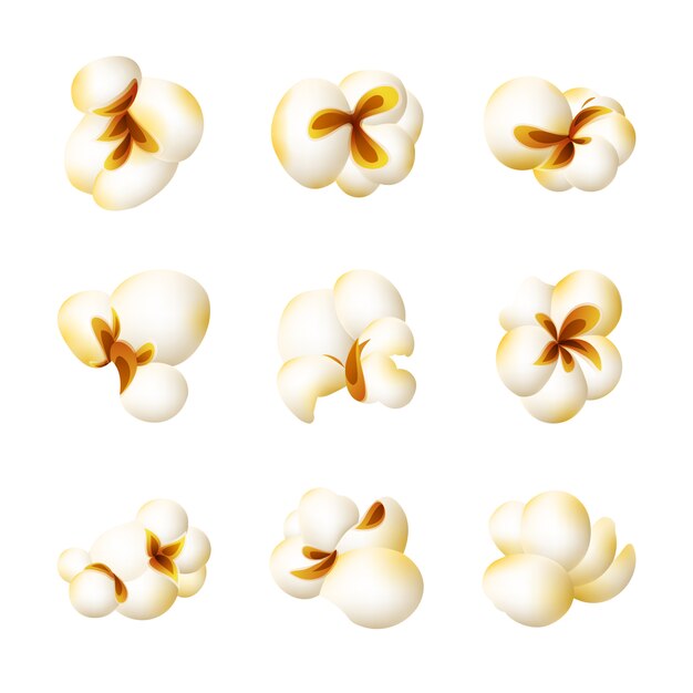 Set de palomitas de maíz realista