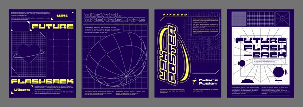 Set de pancartas estéticas para el año 2000