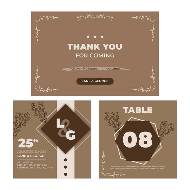 Set de papelería aniversario 25 años.