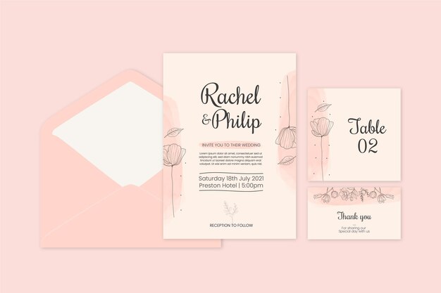 Set de papelería de boda floral