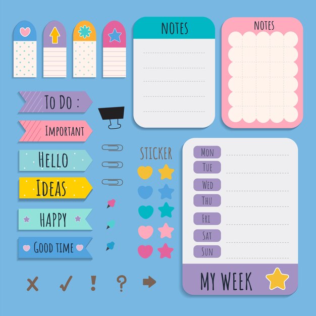 Set de papelería colorido