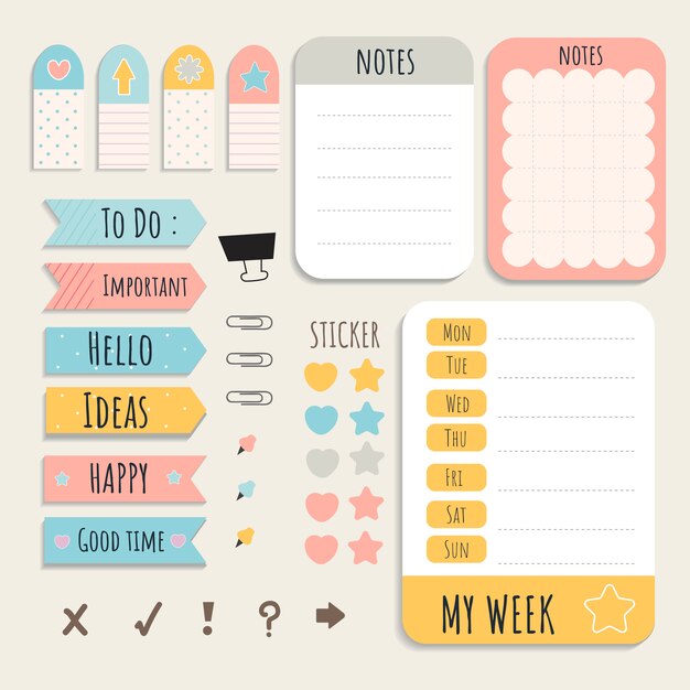 Set de papelería colorido