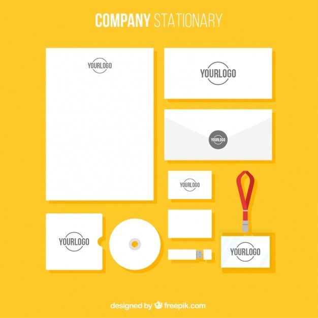 Vector gratuito set de papelería de empresa en estilo sencillo