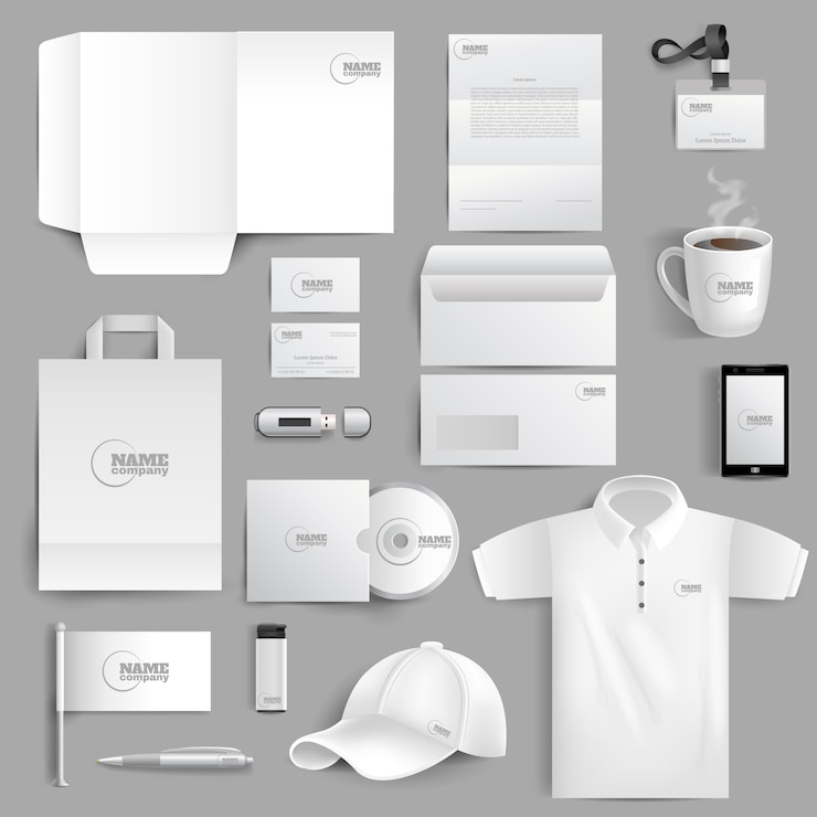 Vector gratuito set papeleria realista