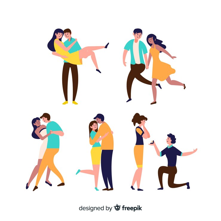 Vector gratuito set de pareja haciendo cosas
