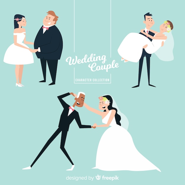 Vector gratuito set de pareja de novios