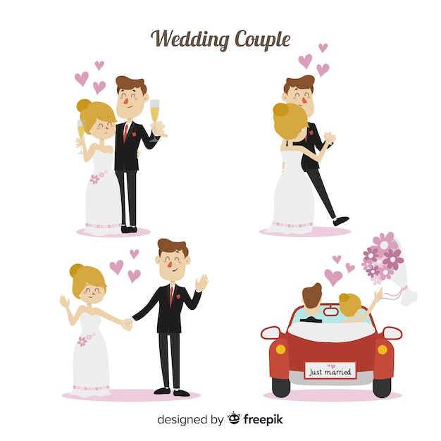 Vector gratuito set de pareja de novios