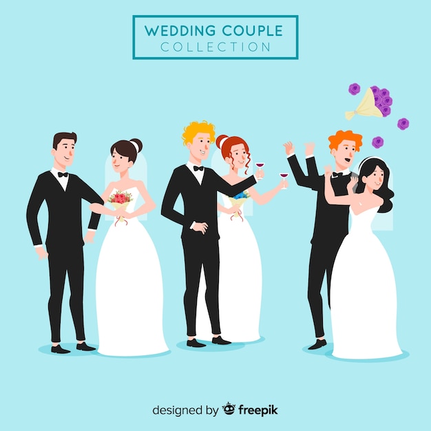 Vector gratuito set de pareja de novios