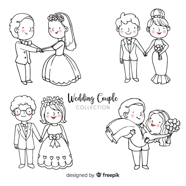 Vector gratuito set de pareja de novios