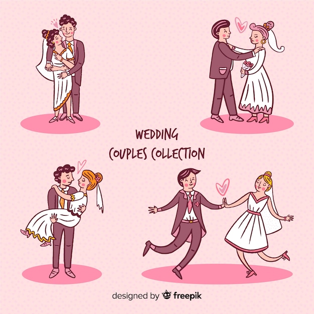 Vector gratuito set de pareja de novios