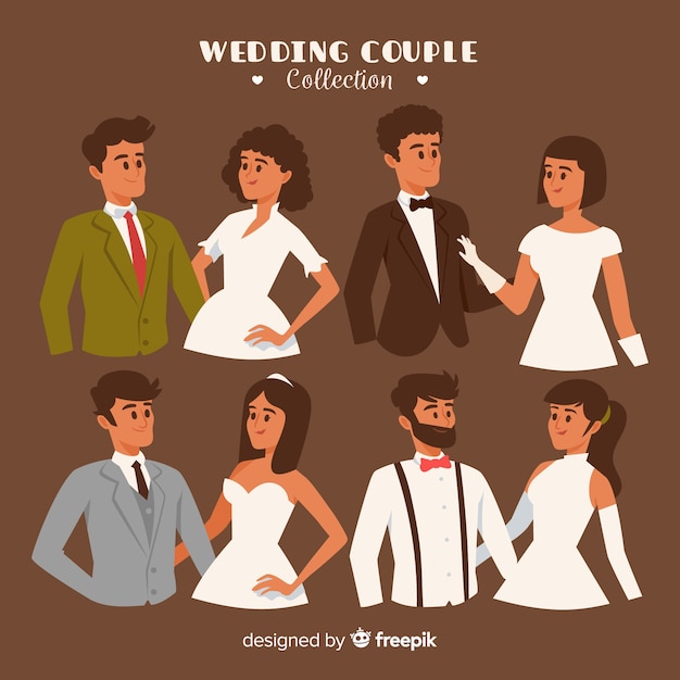 Vector gratuito set de pareja de novios