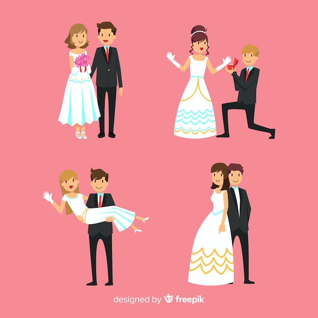 Vector gratuito set de pareja de novios