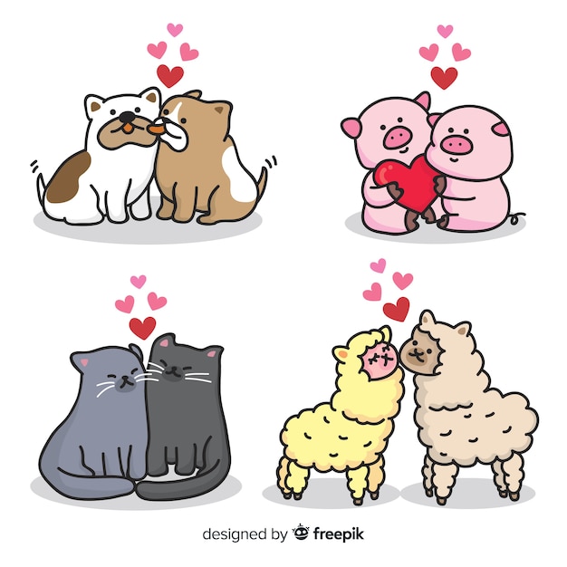 Vector gratuito set de parejas de animales