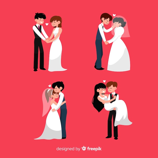 Vector gratuito set de parejas de novios