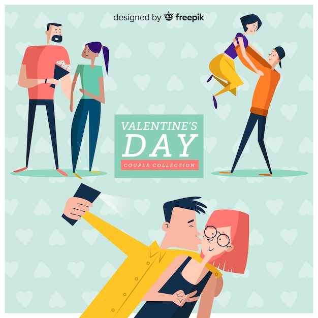 Vector gratuito set de parejas en san valentín