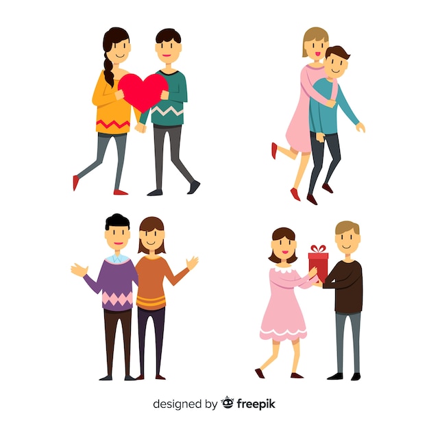 Vector gratuito set de parejas de san valentín