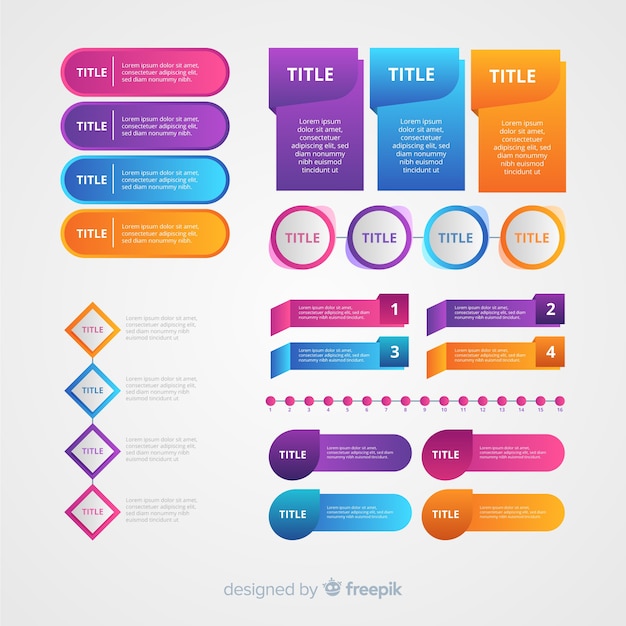 Set pasos infografía planos