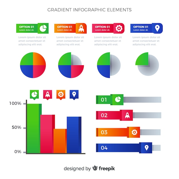 Set pasos infografía planos