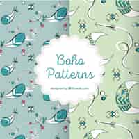 Vector gratuito set de patrones boho dibujados a mano