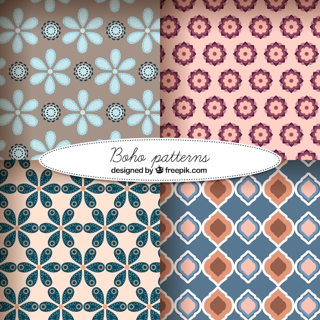 Vector gratuito set de patrones bonitos de estilo boho