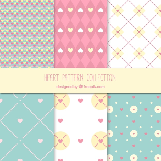 Set de patrones de corazones bonitos