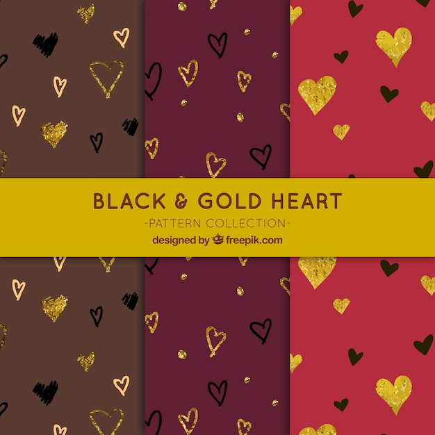 Set de patrones de corazones dorados 