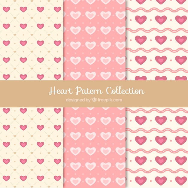 Set de patrones de corazones en estilo retro 
