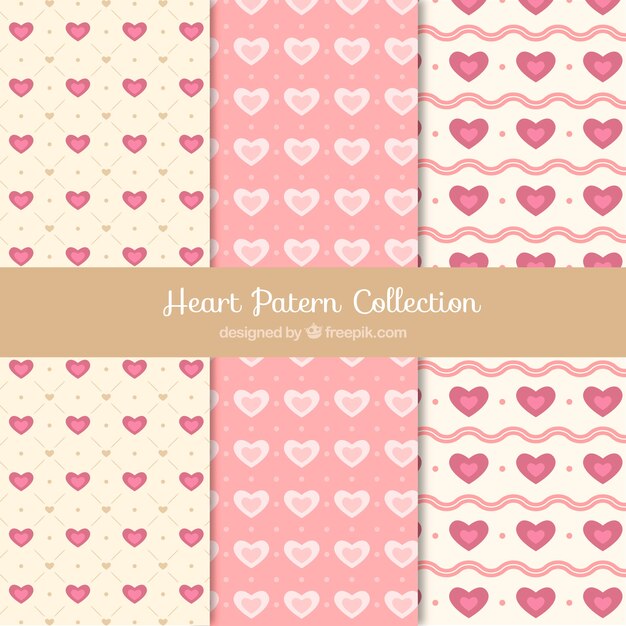 Set de patrones de corazones en estilo retro 