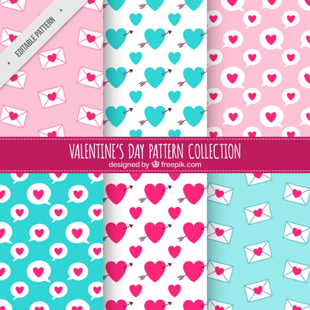 Set de patrones de corazones de san valentín 