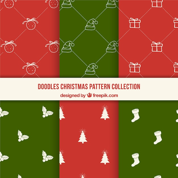 Set de patrones decorativos con elementos de navidad