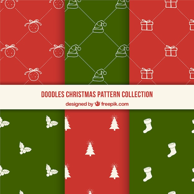 Vector gratuito set de patrones decorativos con elementos de navidad