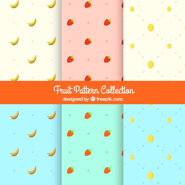 Vector gratuito set de patrones decorativos de frutas