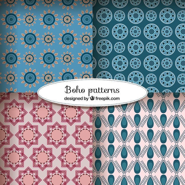 Vector gratuito set de patrones de estilo boho muy elegantes