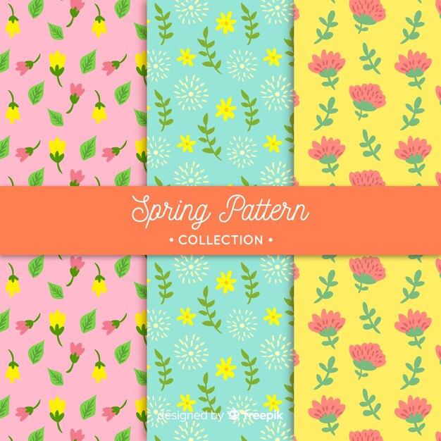 Set patrones florales primavera colores pastel