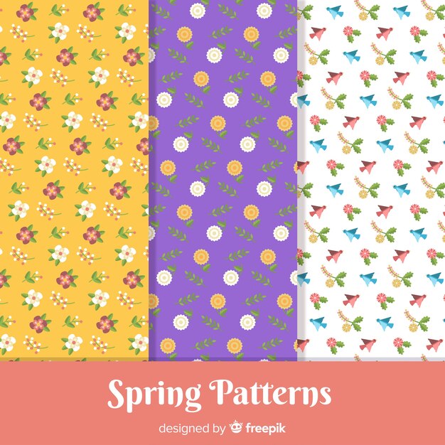 Set patrones florales primavera