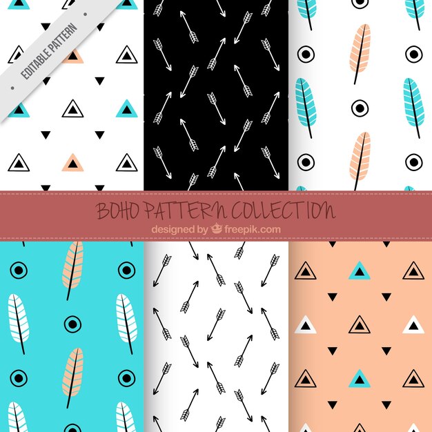 Set de patrones de formas y flechas dibujadas a mano