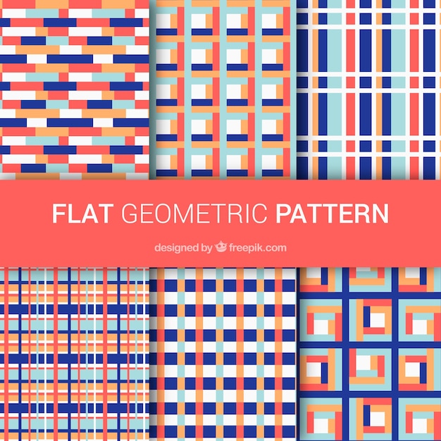 Vector gratuito set de patrones de formas geométricas en diseño plano