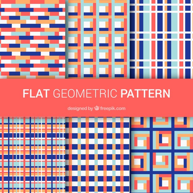 Set de patrones de formas geométricas en diseño plano 