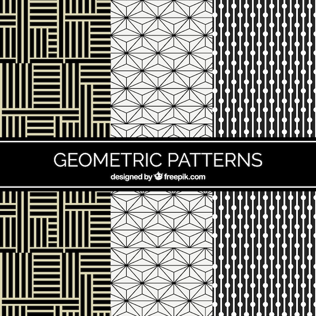 Vector gratuito set de patrones geométricos con líneas