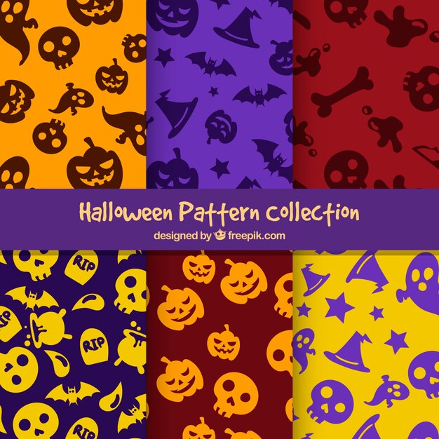 Set de patrones de halloween de colores 