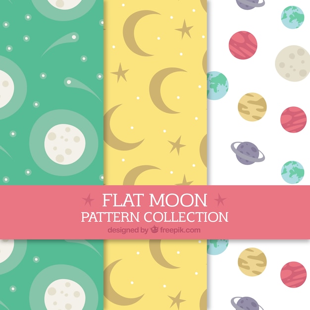 Set de patrones de luna en diseño plano