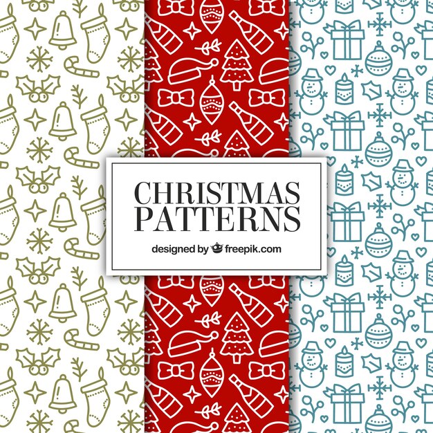Set de patrones navideños dibujados a mano 