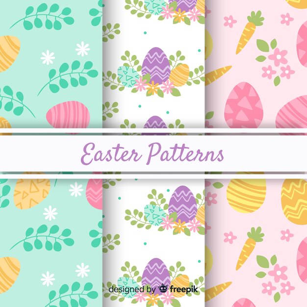 Set patrones pascua dibujados a mano