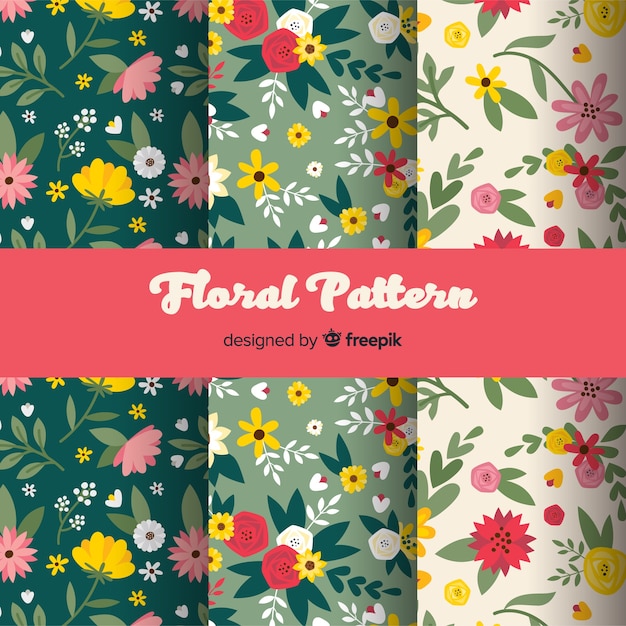 Vector gratuito set patrones primavera flores